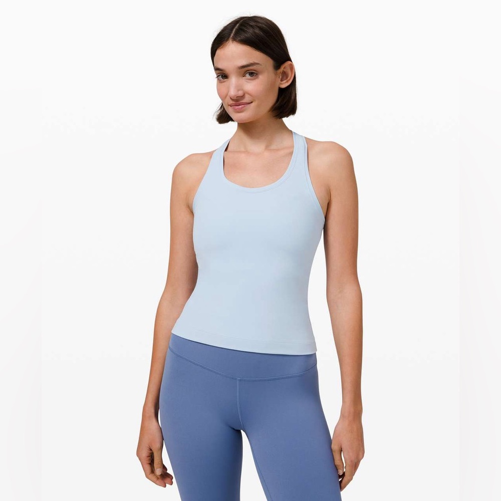 Lululemon Cool Racerback Nulu
Blue Linen colour tank- Size 12- New with tags